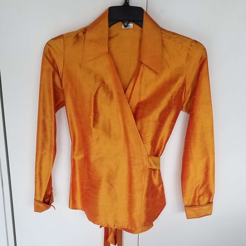 Craig Taylor Belted Silk Blouse in Gold